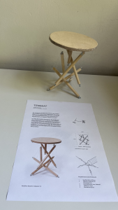 Example 3 of a student work exploring tensegrity in furniture design