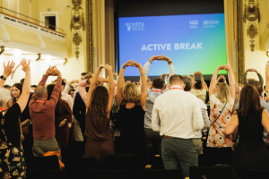 Participants are having an active break.